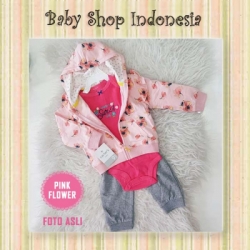 PU458 Setelan Jumpsuit Jaket Bayi Carters Pink Flower  large